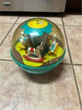 Fisher Price 165 Roly Poly Chime Ball - Horses and Swans - 1966 Vintage